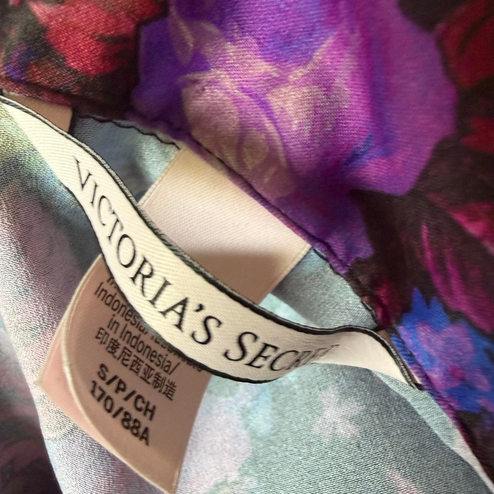 Victoria's Secret Purple Floral Butterfly Satin Pajama Set Small Whimsygoth - Picture 6 of 7